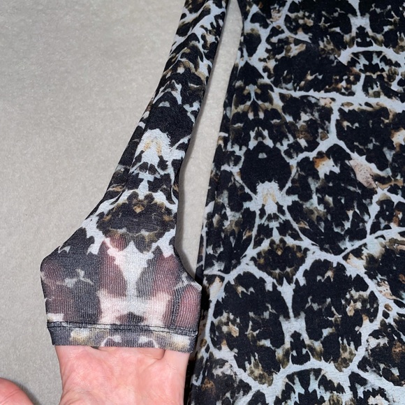 Topshop Mesh Pattern Long Sleeve Tight Dress - Picture 5 of 9